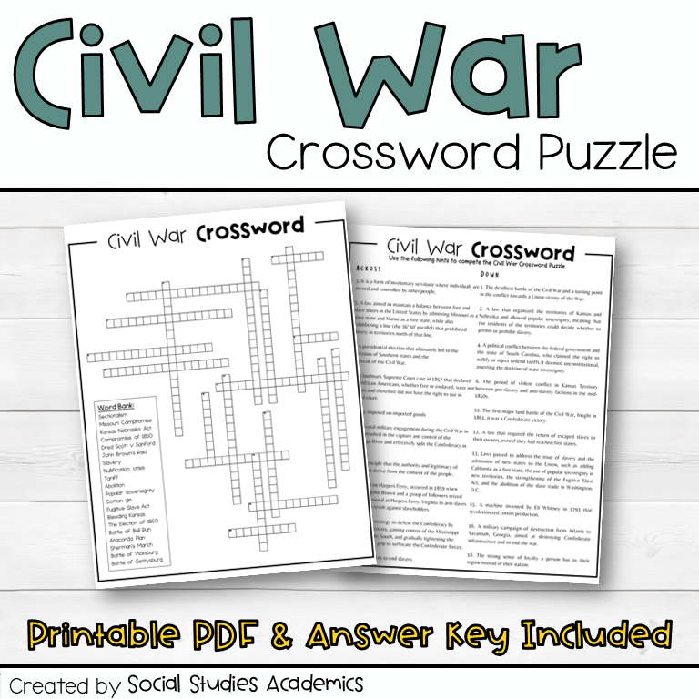 Civil War crossword puzzle