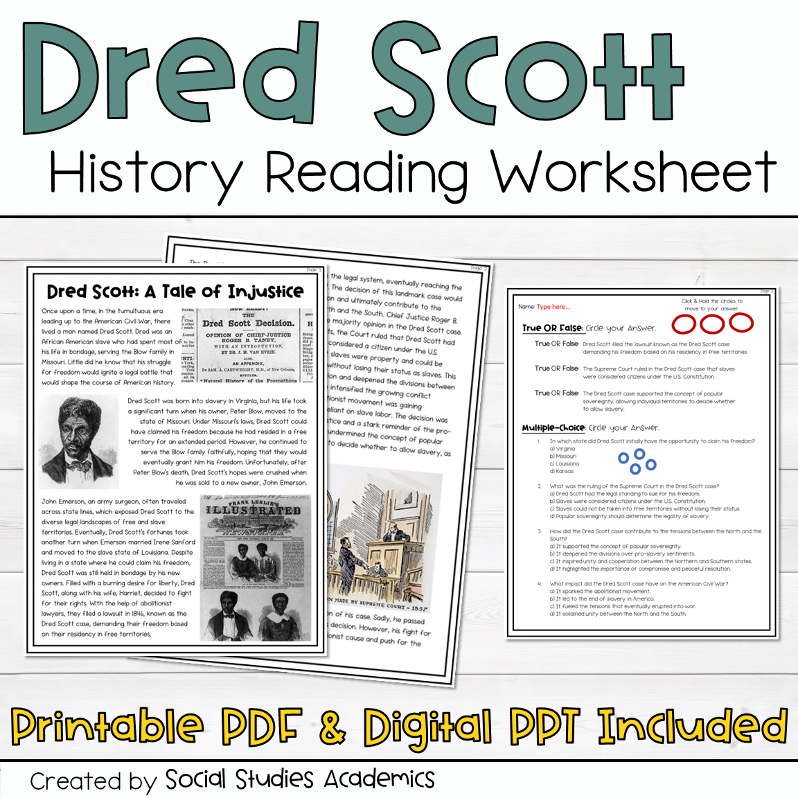 Dred Scott reading worksheet